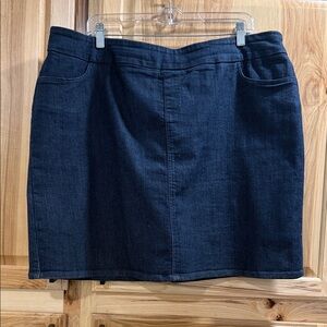 Soft Surroundings Dark Blue Denim Stretch Casual Timeless Minimalist Skort Sz 1X